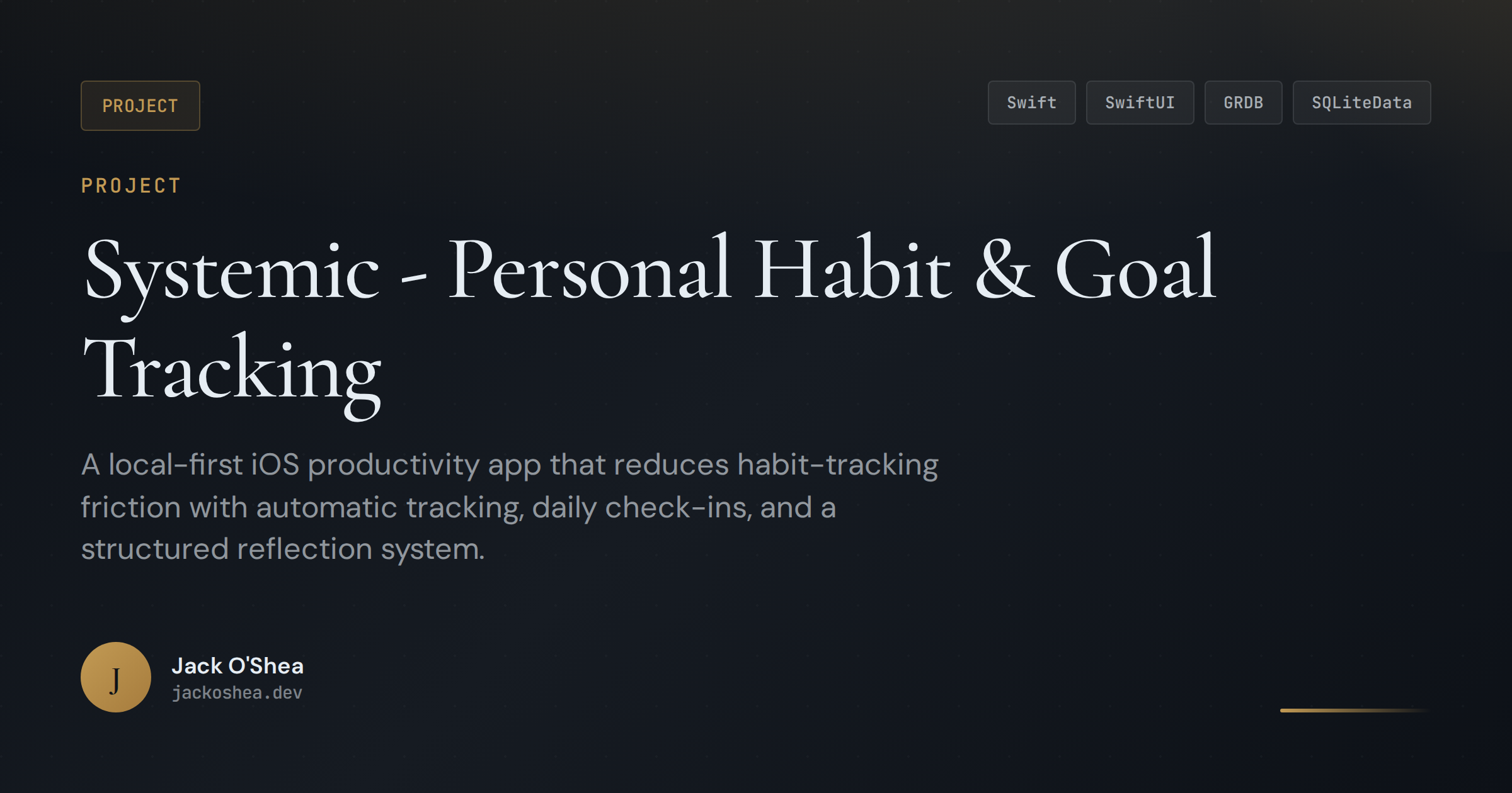 Systemic - Personal Habit & Goal Tracking | Projects | Jack O'Shea